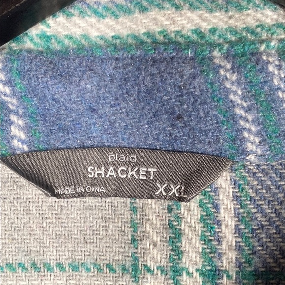 Plaid Shacket XXL Gray Blue Green Flannel Overshirt Button Up Women’s Cozy Fall - Picture 2 of 9
